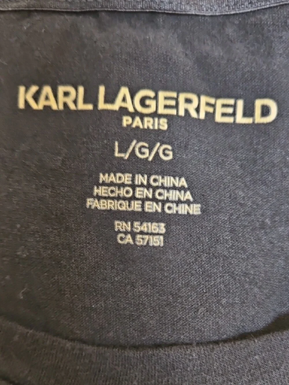 Karl Lagerfeld Black Short Sleeve Tee with Rhinestone and Gold Logo Detail - Picture 2 of 5